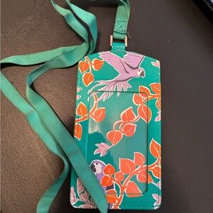Kate Spade Teal ID Holder with Bird and Leaf Design